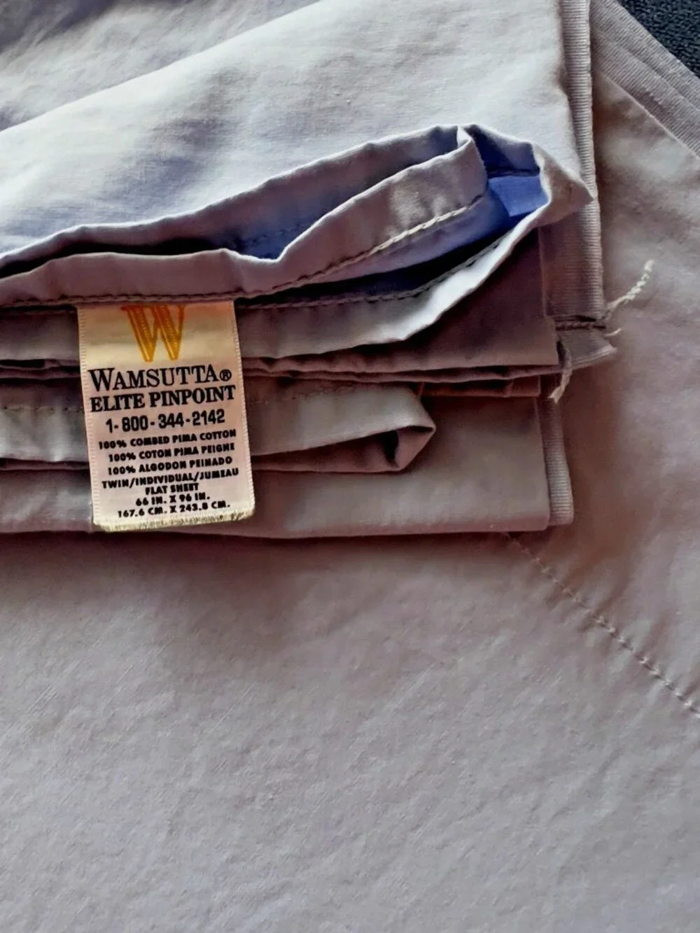 Wamsutta Elite Pinpoint TWIN FLAT Sheet 100% Pima Cotton Blue 66